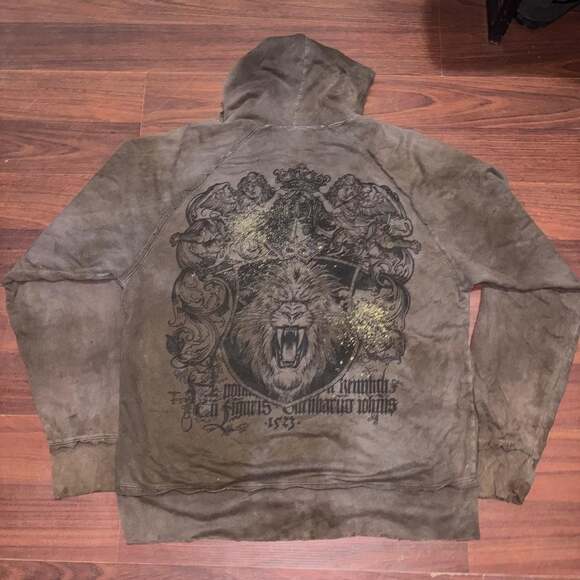 Affliction Other - Affliction Brown Lion Graphic Zip Up Hoodie